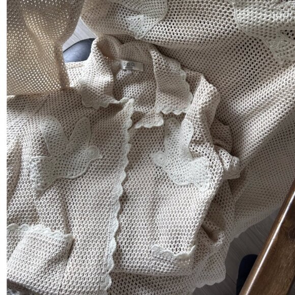 Sea New York Sally appliquéd Crocheted Shirt Coverup & Short Two Piece Tan Cream - Picture 10 of 16